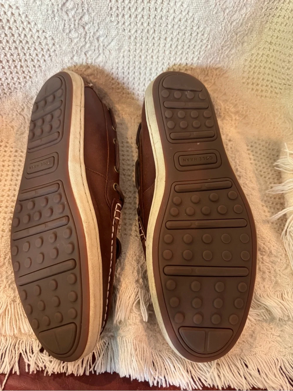 Cole Haan Men's Chestnut Brown Leather Boat Loafers